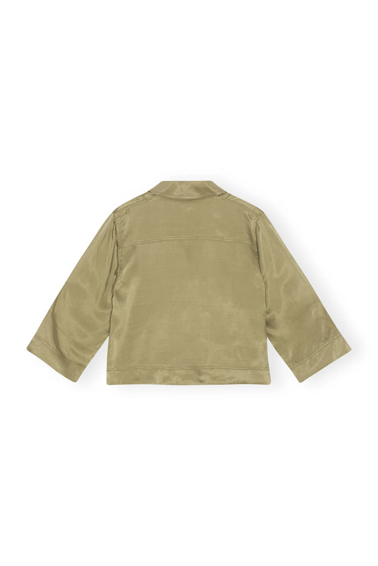 Cheap GANNI Washed-Satin-Crop-Shirt Aloe