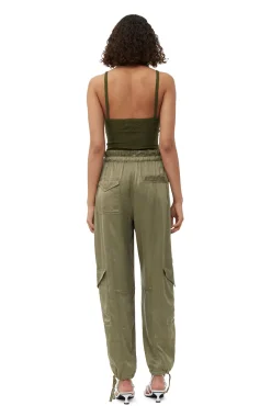 Clearance GANNI Washed-Satin-Hose Aloe