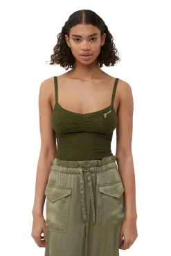 Clearance GANNI Washed-Satin-Hose Aloe