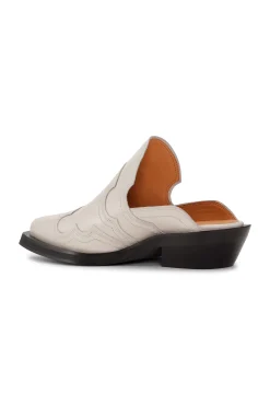 Cheap GANNI Weise Bestickte Westernpantoletten Egret