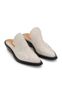 Cheap GANNI Weise Bestickte Westernpantoletten Egret