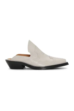 Cheap GANNI Weise Bestickte Westernpantoletten Egret