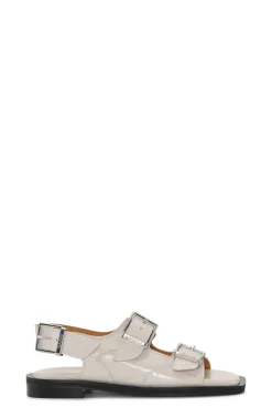 Discount GANNI Weise Bestickte Westernsandalen Egret