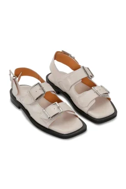 Discount GANNI Weise Bestickte Westernsandalen Egret