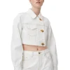 Flash Sale GANNI Weise, Kurzer Geschnittene Trucker-Jacke Aus Denim Bright White