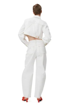 Flash Sale GANNI Weise, Kurzer Geschnittene Trucker-Jacke Aus Denim Bright White