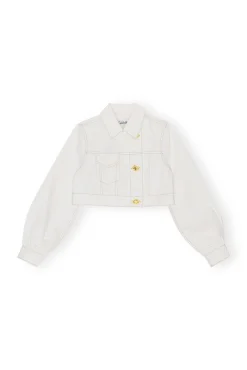 Flash Sale GANNI Weise, Kurzer Geschnittene Trucker-Jacke Aus Denim Bright White