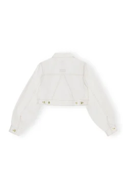 Flash Sale GANNI Weise, Kurzer Geschnittene Trucker-Jacke Aus Denim Bright White