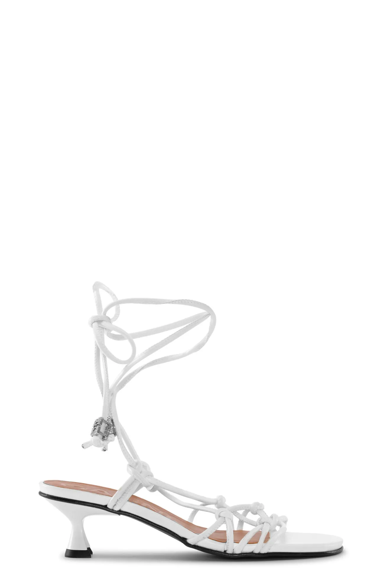 Best Sale GANNI Weise Sandalen Mit Knoten Und Pfennigabsatz Egret