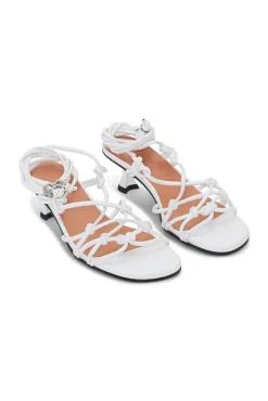 Best Sale GANNI Weise Sandalen Mit Knoten Und Pfennigabsatz Egret