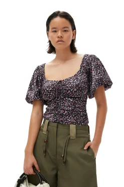 Shop GANNI Weite Shorts Aus Schwerem Twill Kalamata
