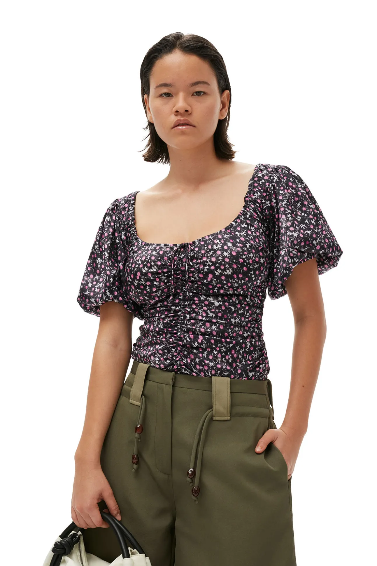 Shop GANNI Weite Shorts Aus Schwerem Twill Kalamata