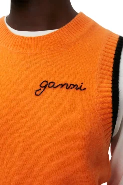 Discount GANNI Weste Mit O-Ausschnitt Orangeade