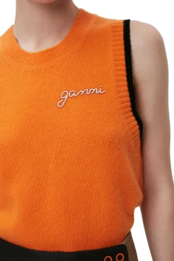 Discount GANNI Weste Mit O-Ausschnitt Orangeade