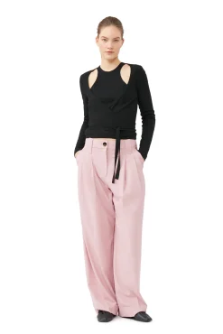 Online GANNI Wickelbluse Aus Rib Jersey Black
