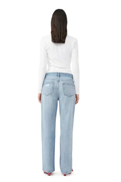 Cheap GANNI Wickelbluse Aus Rib Jersey Bright White