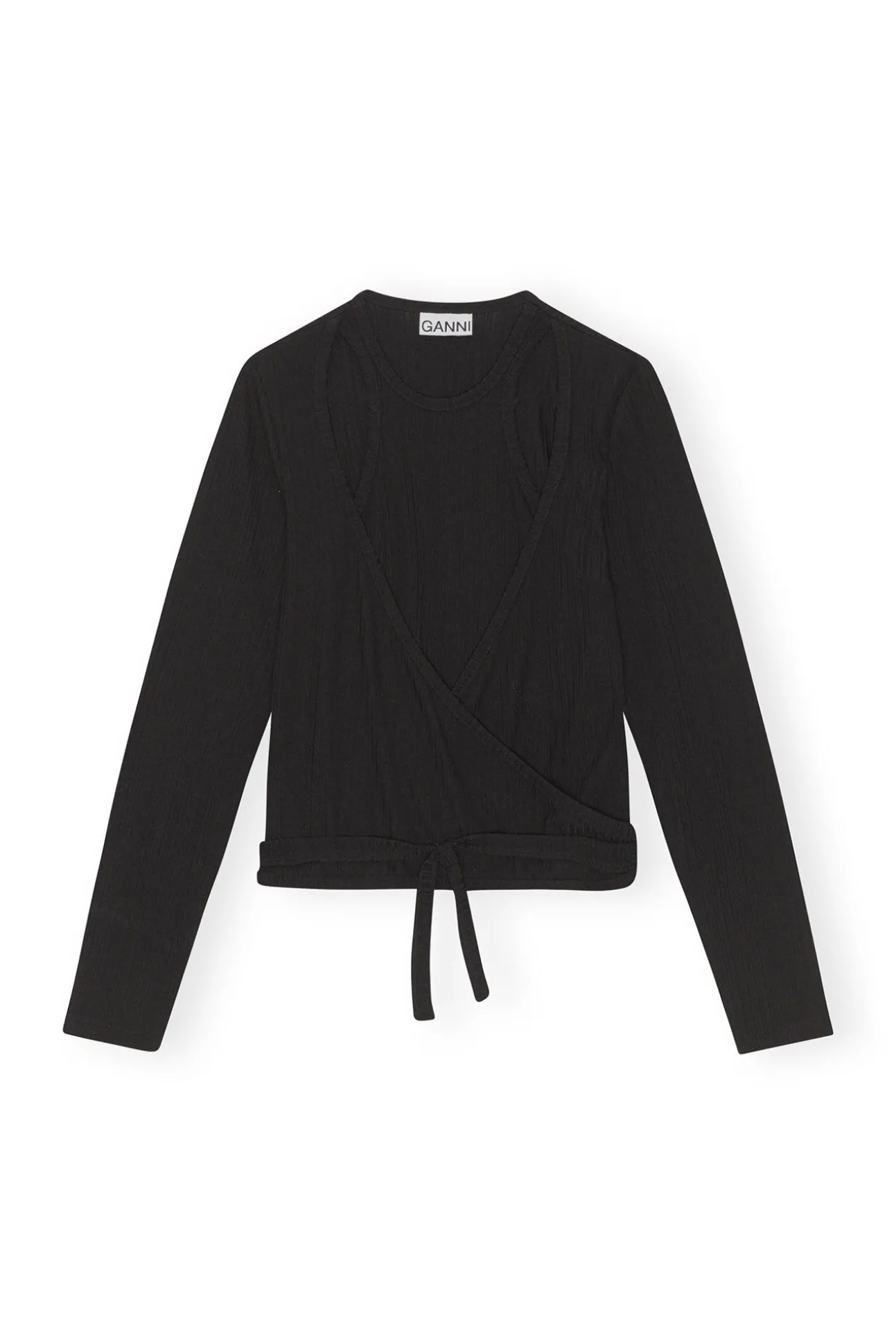 Online GANNI Wickelbluse Aus Rib Jersey Black