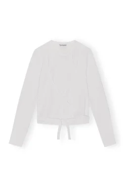 Cheap GANNI Wickelbluse Aus Rib Jersey Bright White