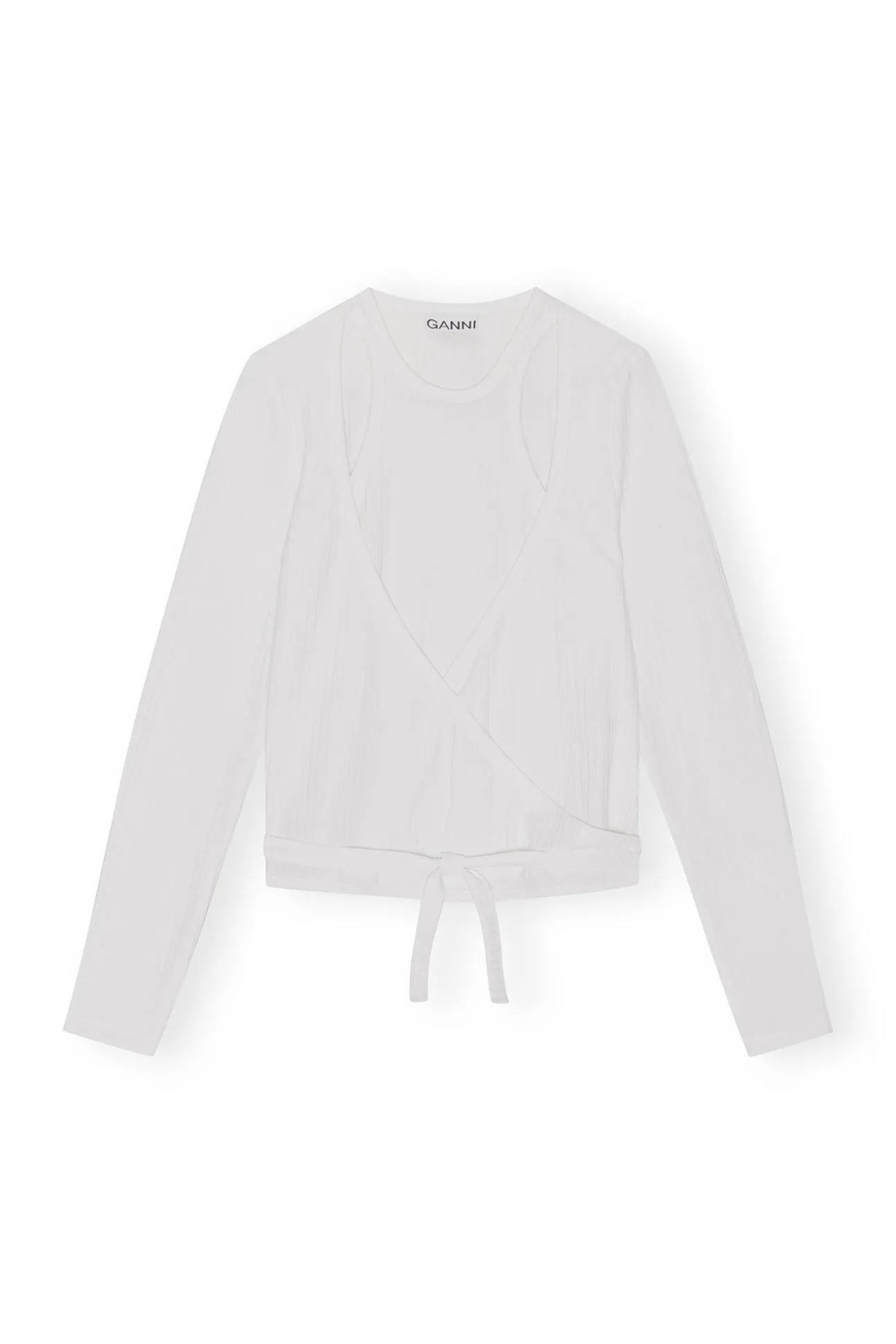 Cheap GANNI Wickelbluse Aus Rib Jersey Bright White