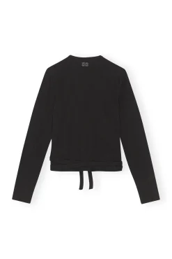 Online GANNI Wickelbluse Aus Rib Jersey Black
