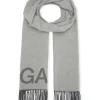 Shop GANNI Wool Mix Fringed Wool Scarf Paloma Melange