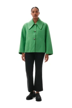 Online GANNI Wool-Jacke Mit Kragen Kelly Green