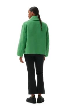 Online GANNI Wool-Jacke Mit Kragen Kelly Green