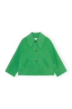 Online GANNI Wool-Jacke Mit Kragen Kelly Green